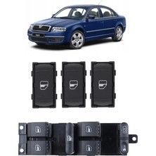 CME PARTS Skoda Superb Mk1 2002-2008 Cam Açma Düğme Takımı Siyah 1 Adet Dörtlü 3 Adet Tekli