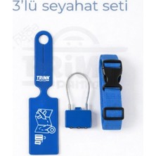 Trink Çanta 3' Lü Seyahat Seti   (  Valiz Etiketi  +  Valiz Kilidi  +  Valiz Kemeri )  MAVİ