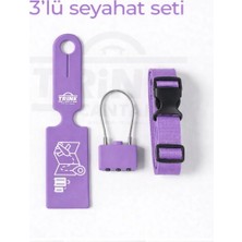 Trink Çanta 3' Lü Seyahat Seti   (  Valiz Etiketi  +  Valiz Kilidi  +  Valiz Kemeri )  LİLA