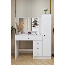 Ases Mobilya CMT450 Aynalı Boy Dolaplı Çekmeceli Makyaj Masası Modern Tasarım Beyaz