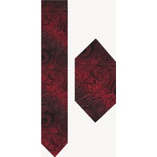 Ysf Erkek Siyah Bordo Desenli Kravat Mendilli Set