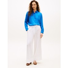 Tommy Hilfiger Ess Lınen Relaxed Shırt Kadın Mavi Uk Gömlek - WW0WW44679