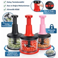 Yakut Basmalı El Rondosu Pratik Manuel Rondo Blender 18/10 Çelik Bıçaklı Sebze ve Soğan Doğrayıcı