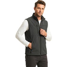 Genius Store Erkek Yelek Softshell Su Geçirmez Tam Fermuarlı Cepli Normal Kalıp Spor Yelek