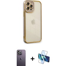 Pileli Store Pilelistore™ iPhone 12 Pro Max Kılıf Çekirdek Klasik Serisi - Siyah 3D Antistatik Seramik Nano Ekran Koruyucu + Neon Fosforlu Kamera Lens - Bz