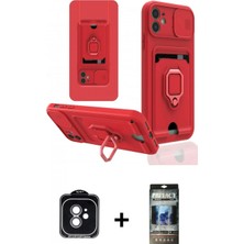 İlk El Grup Pilelistore™ iPhone 11 Kılıf Vadi Form Prime - Siyah 34D Hayalet Izgaralı Cam + Pvd Metal Kamera Lens - Yl