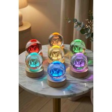 Wolawood Ultrason 3D Bebek Fotoğraflı Hamile Kadın Renk Değiştiren Usb'li Kristal Cam Kar Küresi Ahşap Tabanlı Rgb'li Işıklı Lamba Anlamlı Hediye Seti