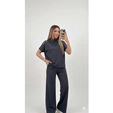 Shine & Style Islana Omuz Düğmeli Modal Kumaş Takım Antrasit