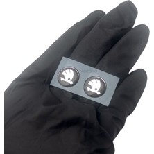 MOZOKO Kendinden Yapışkanlı Skoda Siyah Logolu 14 mm Damla Baskılı Anahtarlık Kumanda Amblemi 2 Adet