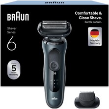 Easyclick Aparatlı Braun Series 6 Elektrikli Tıraş Makinesi, Sensoflex Erkek Elektrikli Tıraş Makinesi, Hassas Düzeltici, Islak ve Kuru, Erkekler Için Hediye, Almanya'da Üretilmiştir, 61-N1200S, Gri