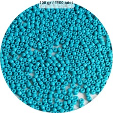 Vexor Turquaz Mavi Renk 4 mm Yaklaşık 1100 Adet / 100 Gram Cam Boncuk Oya Yazma Bileklik ve Kolye