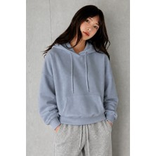 Tarz Cool Kadın Oversize Kapüşonlu Sweatshirt Rahat Kalıp Günlük Basic Hoodie