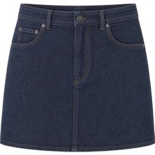 Mixray 4914 Kadın Ince Yazlık Denim Mini Şort Etek Lacivert