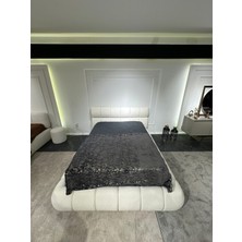 Cozze Mobilya Puffy Bukle Kumaş Yumuşak Dolgulu Başlıklı Bazalı Karyola