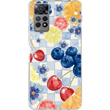 TechTree Redmi Note 11 Pro 4g Uyumlu Sulu Boya Meyve ve Çiçek Desenli Baskılı Silikon Kılıf