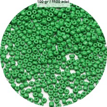 Vexor Opak Yeşil Renk 4 mm Yaklaşık 1100 Adet / 100 Gram Cam Boncuk Oya Yazma Bileklik ve Kolye