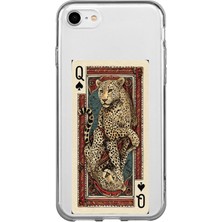 TechTree iPhone 6 - 6s Uyumlu Iskambil Kağıdı Tasarımlı Leopar Portre Baskılı Silikon Kılıf