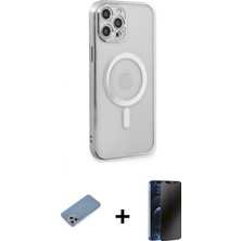 İlk El Grup Pilelistore™ iPhone 12 Pro Kılıf Doruk Minimal - Siyah 3D Antistatik Hayalet Cam Ekran Koruyucu + Shine Kamera Lens Koruma Cam - Gs