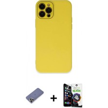 Pileli Store Pilelistore™ iPhone 12 Pro Max Kılıf Çekirdek Modern Serisi - Şeffaf Temperli Cam Ekran Koruyucu + Metal Kamera Lens Koruma Cam - Gd