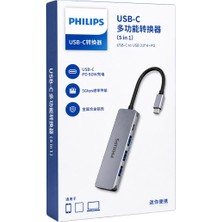 Philips SWR1607K/93 Usb-C 5'i 1 Arada Hub Çoklayıcı - 4 Port USB 3.0 + 60W Pd Hızlı Şarj Destekli