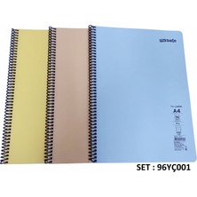 Umur Mynote 30023889 Flex Plastik Kapak Spralli A-4 Çizgili Defter  96 Yaprak Pastel Renkler ( 3 Adet )