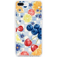 TechTree iPhone 7 Plus-8 Plus Uyumlu Sulu Boya Meyve ve Çiçek Desenli Baskılı Silikon Kılıf