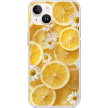 TechTree iPhone 13-14 Uyumlu Limon Dilimleri ve Papatya Desenli Baskılı Silikon Kılıf