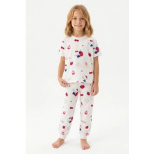 Bunny Hopp Kız Çocuk Pijama Takımı %100 Pamuk Kısa Kollu Yazlık Süprem Penye