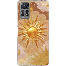 TechTree Redmi Note 12 Pro 4g Uyumlu Altın Güneş ve Yıldız Desenli Baskılı Silikon Kılıf