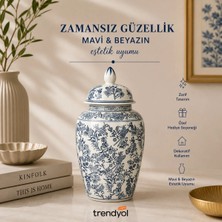Betonique Stone Bleu Blanc Kapaklı Vazo (43,5cm)