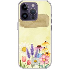 TechTree iPhone 14 Pro Max Uyumlu Sulu Boya Dokulu Vazoda Çiçek Desenli Baskılı Silikon Kılıf