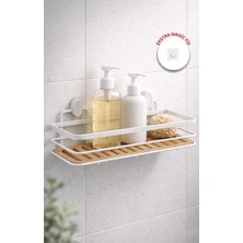 Okyanus Home Eko Magic Yapıştır&vidala Beyaz Due Dikdörtgen Lamalı Maxi Şampuanlık  13 x 30 cm