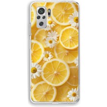 TechTree Redmi Note 10 / 10S Uyumlu Limon Dilimleri ve Papatya Desenli Baskılı Silikon Kılıf