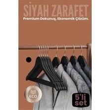 Nevamel® 5'li Lüks Siyah Elbise Ceket Askısı - Ergonomik & Kaymaz Plastik Askı Seti -  Ahşap Görünümlü
