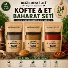 Değirmenci Ali 3’lü Baharat Seti 500 gr x 3 (1500 Gr) Çekilmiş Karabiber Kimyon Tatlı Toz Biber
