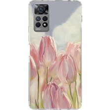 TechTree Redmi Note 12 Pro 4g Uyumlu Pembe Laleler Baskılı Silikon Kılıf
