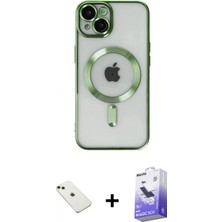 Pileli Store Pilelistore™ iPhone 14 Kılıf Nova Işık Özel Seri - Siyah Bilvis 5in1 5d Magic Hayalet Cam Ekran Koruyucu + Diamond Kamera Lens - Yl