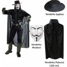 Vera Vtc Vendetta Kostüm Seti – Şapka Maske Pelerin (120 Cm) 965874