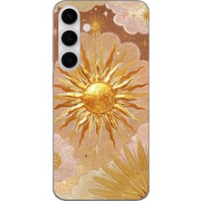 TechTree Samsung Galaxy S24 Fe Uyumlu Altın Güneş ve Yıldız Desenli Baskılı Silikon Kılıf