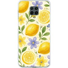 TechTree Redmi Note 9 Pro-9s Uyumlu Sulu Boya Limon ve Çiçek Desenli Baskılı Silikon Kılıf