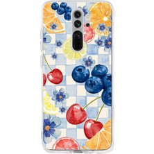 TechTree Redmi Note 8 Pro Uyumlu Sulu Boya Meyve ve Çiçek Desenli Baskılı Silikon Kılıf