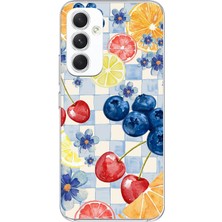 TechTree Samsung Galaxy A54 Uyumlu Sulu Boya Meyve ve Çiçek Desenli Baskılı Silikon Kılıf
