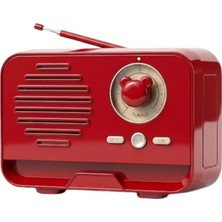 Çeşithane Mını-1 Nostaljik Radyo Bluetooth Hoparlör USB Fm Destekli-Kırmızı