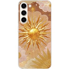 TechTree Samsung Galaxy S24 Plus Uyumlu Altın Güneş ve Yıldız Desenli Baskılı Silikon Kılıf