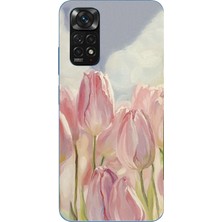 TechTree Redmi Note 11-11S Uyumlu Pembe Laleler Baskılı Silikon Kılıf