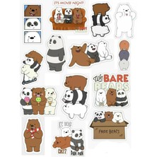 Bsb We Bare Bears Sticker Telefon Laptop Notebook Tablet Defter Matara Stiker Etiket ST229