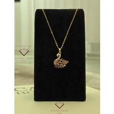 Belirtilmemiş 316L Çelik Mor Kuğulu Swan Kolye Gold