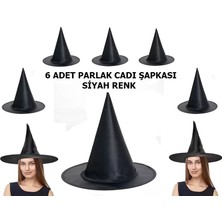 Vera Vtc Siyah Renk Parlak Dralon Cadı Şapkası Yetişkin ve Çocuk Uyumlu 6 Adet 965874