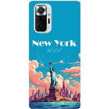 TechTree Redmi Note 10 Pro Uyumlu Özgürlük Heykeli New York Baskılı Silikon Kılıf