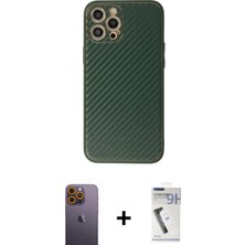 Pileli Store Pilelistore™ iPhone 12 Pro Max Kılıf Ahenk Işık - Şeffaf Uv Polymer Nano Ekran Koruyucu + Neon Fosforlu Kamera Lens - Sı